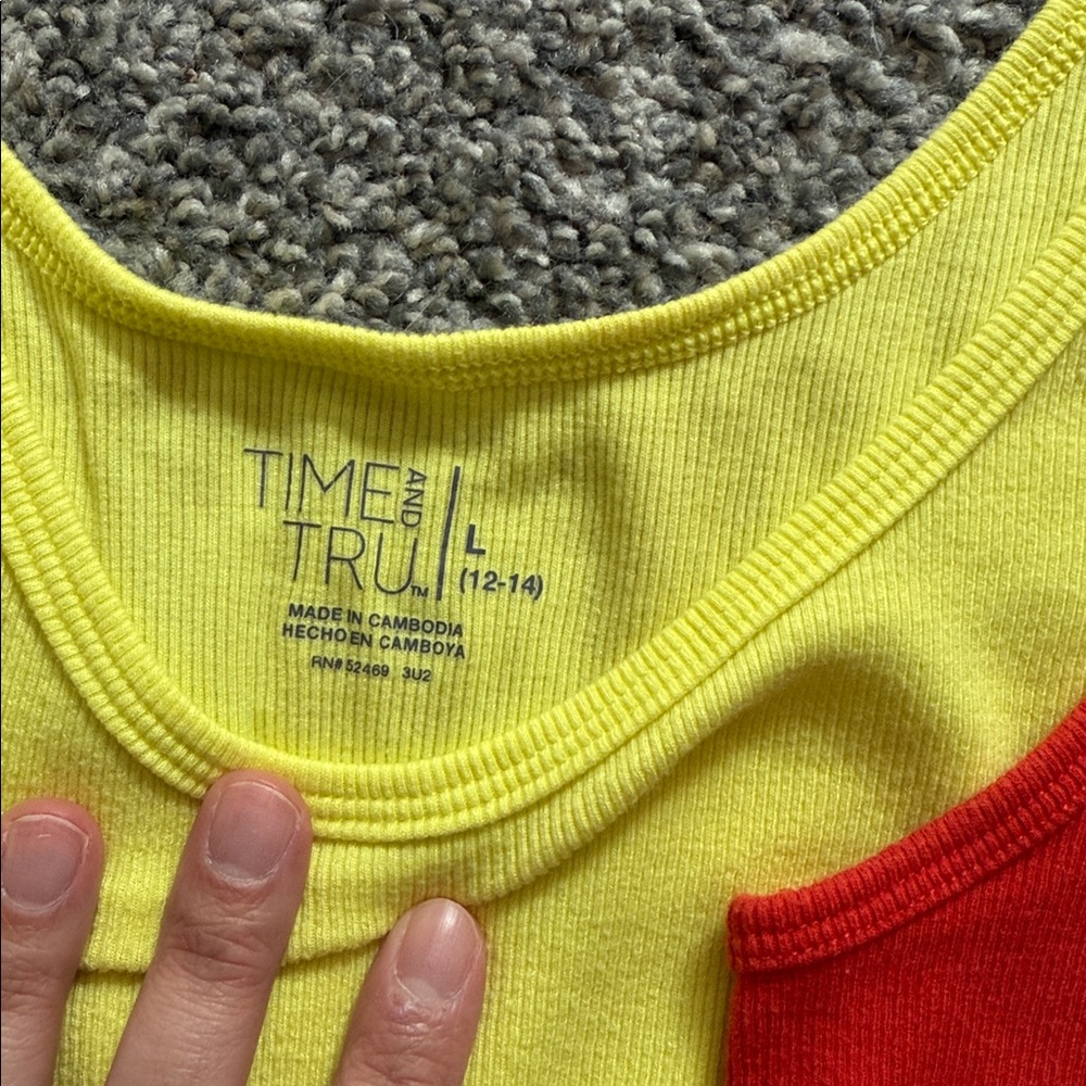 Assorted Ribbed Tank Tops - Blue, Yellow, Red, Pink size large wore - Picture 4 of 4